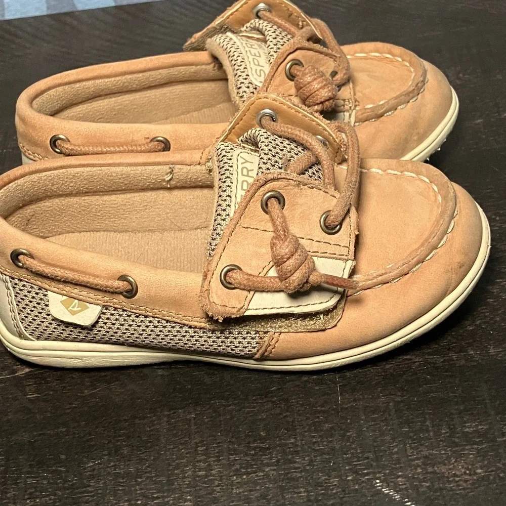 Sperry Top Sider Kids Size 9Tan Leather Boat Shoes